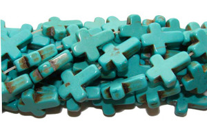 12x15mm Turquoise Blue Howlite Cross Beads
