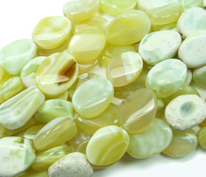 16x22mm 14 Inch Strand Light Green Agate Twist Oval Beads 16x22mm 14 Inch Strand Light Green Agate Twist Oval Beads