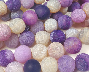 12mm 14 Inches Purple Matte Agate Round Beads
