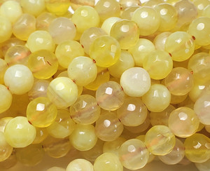 6mm 15.5 Inches Yellow Fire Agate Faceted Round Beads