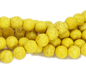 12mm 16 Inch Strand Yellow Howlite Round Beads 12mm 16 Inch Strand Yellow Howlite Round Beads