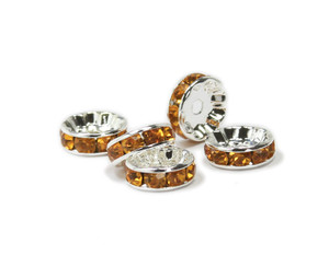 10mm Pack Of 40 Amber Brown Silver Plated Cz Spacers