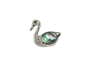 Approx. 30x30mm Abalone Shell Swan Brooch With Cz Stones Approx. 30x30mm Abalone Shell Swan Brooch With Cz Stones
