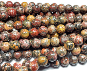 4mm Red Leopard Skin Jasper Round Beads