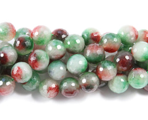 Dyed Jade Faceted Round Beads 12mm 15.5 Inches Red/Green Multicolor Jade Faceted Round Beads Dyed Jade Faceted Round Beads 12mm 15.5 Inches Red/Green Multicolor Jade Faceted Round Beads