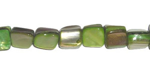 6x7mm Mother Of Pearl Green Cube Beads