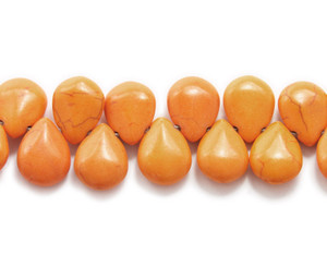 14x18mm 8 Inches Orange Howlite Puffed Teardrop Beads