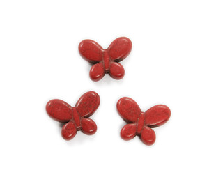 20x25mm Pack Of 6 Red Howlite Carved Small Butterfly Beads 20x25mm Pack Of 6 Red Howlite Carved Small Butterfly Beads