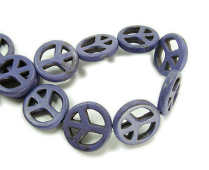 20mm Purple Howlite Peace Sign Beads 20mm Purple Howlite Peace Sign Beads
