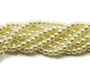 4mm Light Yellow Pearlized Glass Beads