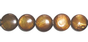 10mm 35 Beads Brown Mother Of Pearl Coin Beads