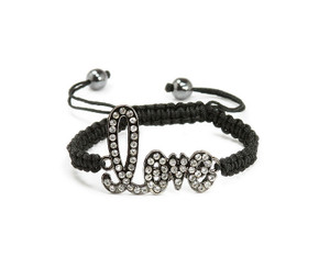 One Size Fits All Black Framed Cz Cursive "Love" Bracelet One Size Fits All Black Framed Cz Cursive "Love" Bracelet