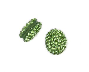13x15mm Pack Of 2 Green Puffed Oval Spacer Beads 13x15mm Pack Of 2 Green Puffed Oval Spacer Beads