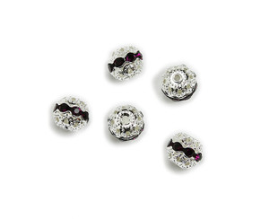 10mm Pack Of 10 Deep Purple Cz Spacer Round Beads In Silver