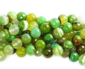 6mm Forest Green Striped Agate Faceted Round Beads 6mm Forest Green Striped Agate Faceted Round Beads