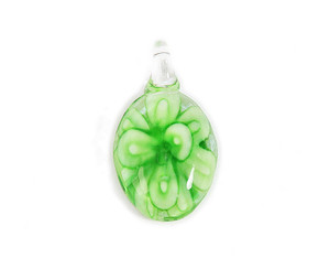 18x30mm Pack Of 2 Green Oval Murano Style Glass Pendant 18x30mm Pack Of 2 Green Oval Murano Style Glass Pendant