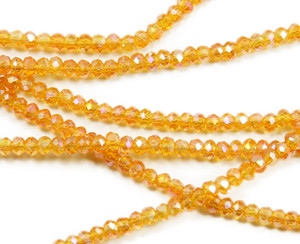 2x3mm For 5 Strands Orange Glass Faceted Rondelles With Ab Finish 2x3mm For 5 Strands Orange Glass Faceted Rondelles With Ab Finish