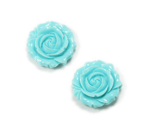 25mm Pack Of 2 Turquoise Blue Acrylic Glass Rose Flower Pendant
