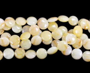 10mm Yellow Jade Coin Beads 10mm Yellow Jade Coin Beads