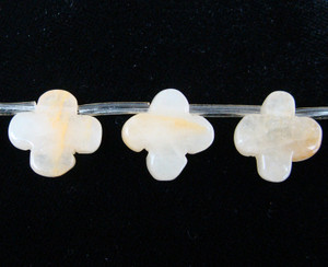 15x15mm Yellow Jade  Top-Drilled Rounded Cross Beads