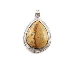 40x60mm Picture Jasper Puffed Teardrop With Silver Frame And Magnetic Hook 40x60mm Picture Jasper Puffed Teardrop With Silver Frame And Magnetic Hook