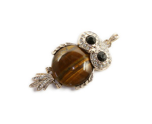35x60mm Tiger Eye Round Gemstone Owl Cz Pendant 35x60mm Tiger Eye Round Gemstone Owl Cz Pendant