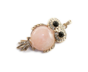 35x60mm Rose Quartz Round Gemstone Owl Cz Pendant 35x60mm Rose Quartz Round Gemstone Owl Cz Pendant