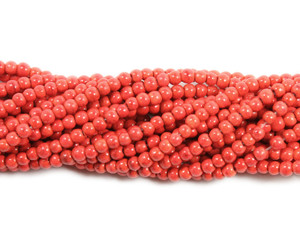 4mm Red-Orange Howlite Glossy Round Beads 4mm Red-Orange Howlite Glossy Round Beads