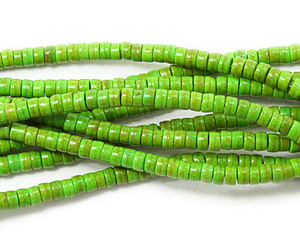 2x4mm Green Howlite Heishi Beads