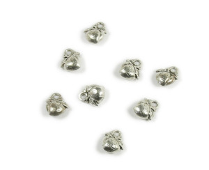 10x10mm Pack Of 10 Bali Style Silver Pewter Chinese Peach Charms 10x10mm Pack Of 10 Bali Style Silver Pewter Chinese Peach Charms