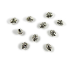 6.5x8mm Pack Of 20 Bali Style Silver Pewter Fancy Barrel Beads 6.5x8mm Pack Of 20 Bali Style Silver Pewter Fancy Barrel Beads