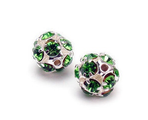 6mm Pack Of 20 Bright Green Fancy Cz Spacer Round Beads In Silver