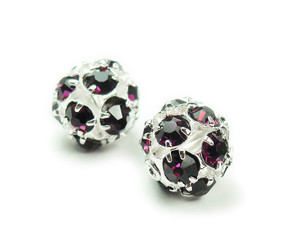 8mm Pack Of 10 Deep Ruby Red Fancy Cz Spacer Round Beads In Silver