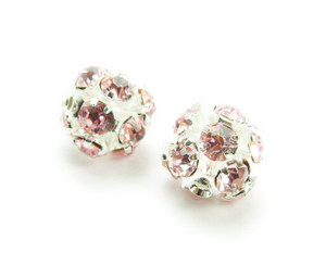 10mm Pack Of 10 Pink Fancy Cz Spacer Round Beads In Silver