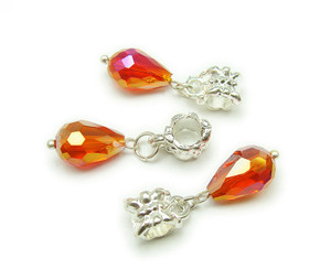 8x12mm Pack Of 5 Orange Faceted Glass Briolette With Ab And Silver Plated Hanger 8x12mm Pack Of 5 Orange Faceted Glass Briolette With Ab And Silver Plated Hanger