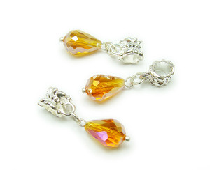 8x12mm Pack Of 5 Yellow Faceted Glass Briolette With Ab And Silver Plated Hanger 8x12mm Pack Of 5 Yellow Faceted Glass Briolette With Ab And Silver Plated Hanger