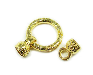 24mm Pack Of 2 Gold Plated Spring Textured Loop Metal Clasp 24mm Pack Of 2 Gold Plated Spring Textured Loop Metal Clasp