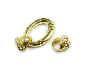 15x22mm Pack Of 2 Gold Plated Oval Spring Clasp With Cz Stones 15x22mm Pack Of 2 Gold Plated Oval Spring Clasp With Cz Stones