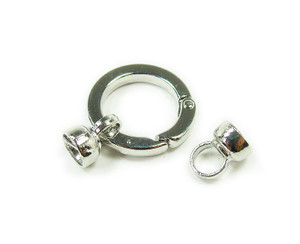 28mm Pack Of 2 Silver Plated Round Spring Loop Clasp 28mm Pack Of 2 Silver Plated Round Spring Loop Clasp