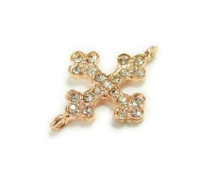 20x30mm Pack Of 5 Rose Gold Metal And Cz Stone Cross Connector 20x30mm Pack Of 5 Rose Gold Metal And Cz Stone Cross Connector