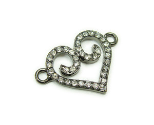 20x20mm Pack Of 4 Black Metal And Cz Stone Fancy Heart Connector 20x20mm Pack Of 4 Black Metal And Cz Stone Fancy Heart Connector