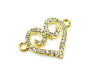 20x20mm Pack Of 4 Gold Metal And Cz Stone Fancy Heart Connector 20x20mm Pack Of 4 Gold Metal And Cz Stone Fancy Heart Connector