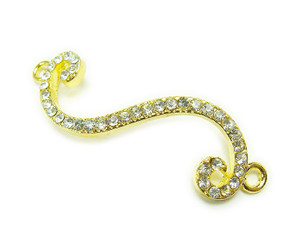 15x45mm Pack Of 4 Gold Metal And Cz Stone Fancy S Shaped Connector 15x45mm Pack Of 4 Gold Metal And Cz Stone Fancy S Shaped Connector