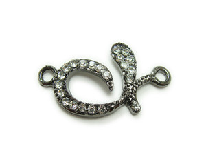 15x20mm Pack Of 4 Black Metal And Cz Stone Fancy Connector 15x20mm Pack Of 4 Black Metal And Cz Stone Fancy Connector