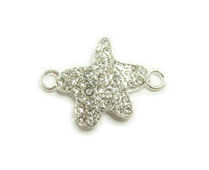 18x18mm Pack Of 4 Silver Metal And Cz Stone Star Connector 18x18mm Pack Of 4 Silver Metal And Cz Stone Star Connector