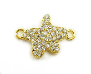 18x18mm Pack Of 4 Gold Metal And Cz Stone Star Connector 18x18mm Pack Of 4 Gold Metal And Cz Stone Star Connector