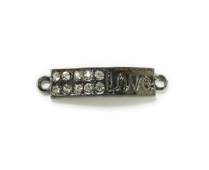 8x30mm Pack Of 4 Black Metal And Cz Stone Rectangle Connector 8x30mm Pack Of 4 Black Metal And Cz Stone Rectangle Connector