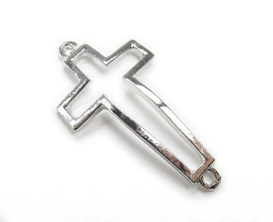 20x35mm Pack Of 6 Silver Metal Hollow Cross Connector 20x35mm Pack Of 6 Silver Metal Hollow Cross Connector