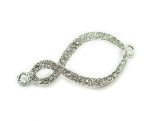 18x34mm Pack Of 3 Silver Metal And Cz Stone Infinity Connector 18x34mm Pack Of 3 Silver Metal And Cz Stone Infinity Connector
