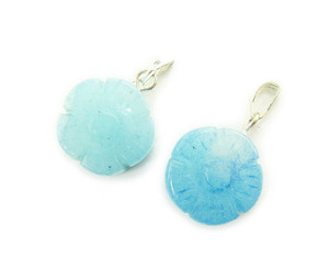 14mm Pack Of 5 Sky Blue Quartz Thick Flower Coin Gemstone Pendant 14mm Pack Of 5 Sky Blue Quartz Thick Flower Coin Gemstone Pendant